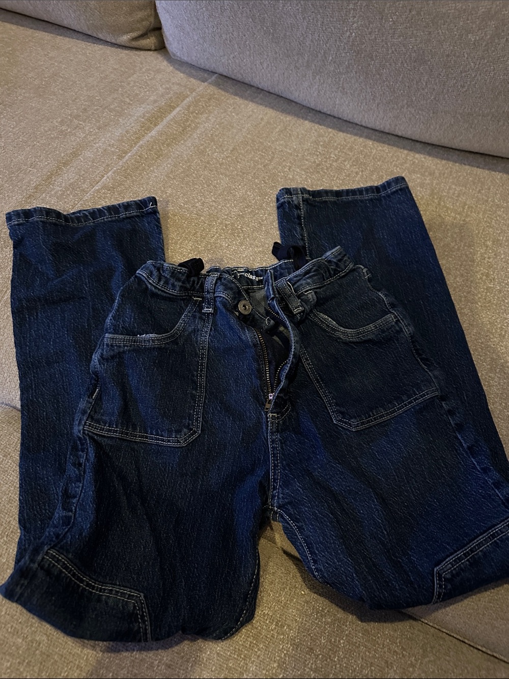 art class Dark Blue Kids Denim Jeans with Patch Pockets